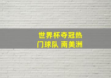 世界杯夺冠热门球队 南美洲